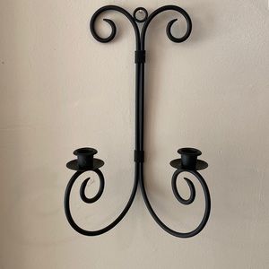 Black metal hanging candle holder.